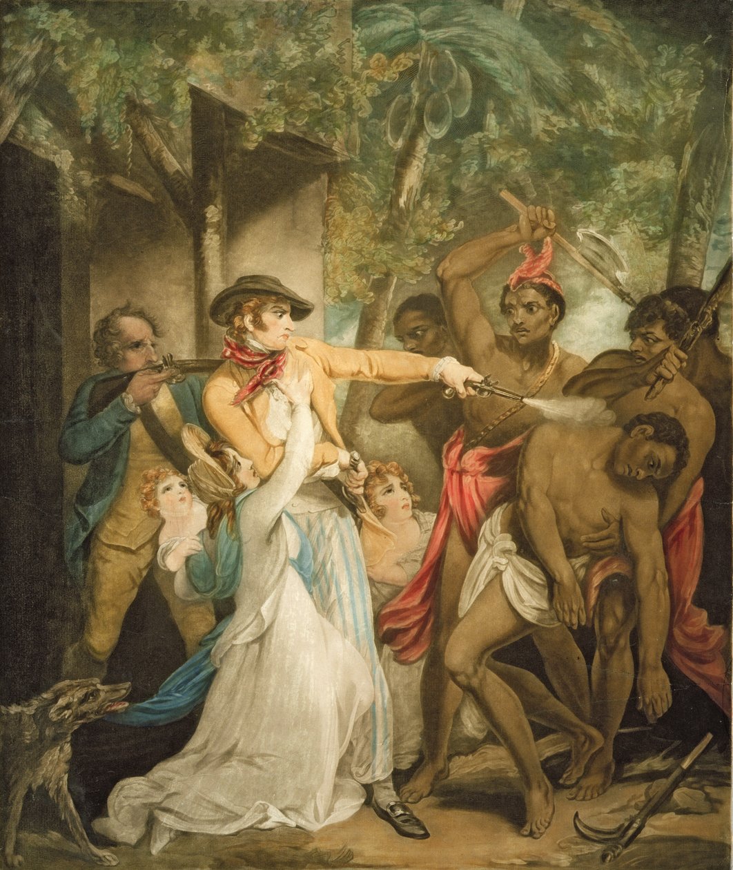 Savagesin kimppuun asettuva perhe, kaiverrus George Keating (1762-1842) (akvatinta) tekijältä Henry Singleton