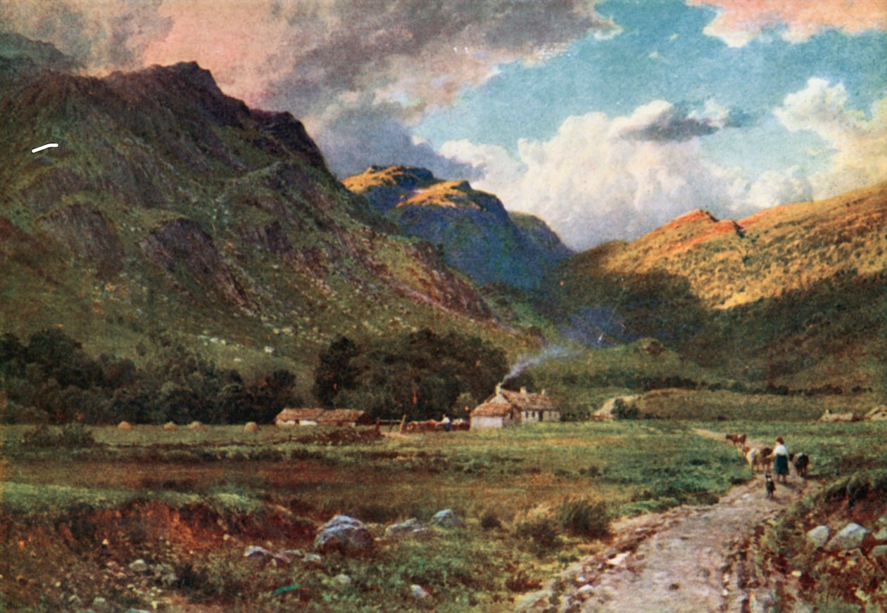 Paimenen mökki Glen Nevisissä, Inverness-Shire (värilitro). tekijältä Henry Sutton Palmer