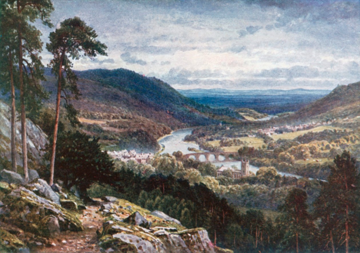 Dunkeld ja Birnam Craigiebarnsista, Perthshire (värilitro). tekijältä Henry Sutton Palmer