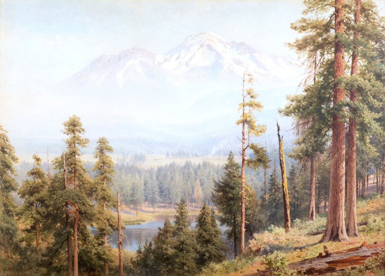 Shasta - lumipilviä, Kalifornia, n.1910 (akvarelli) tekijältä Henry Sutton Palmer