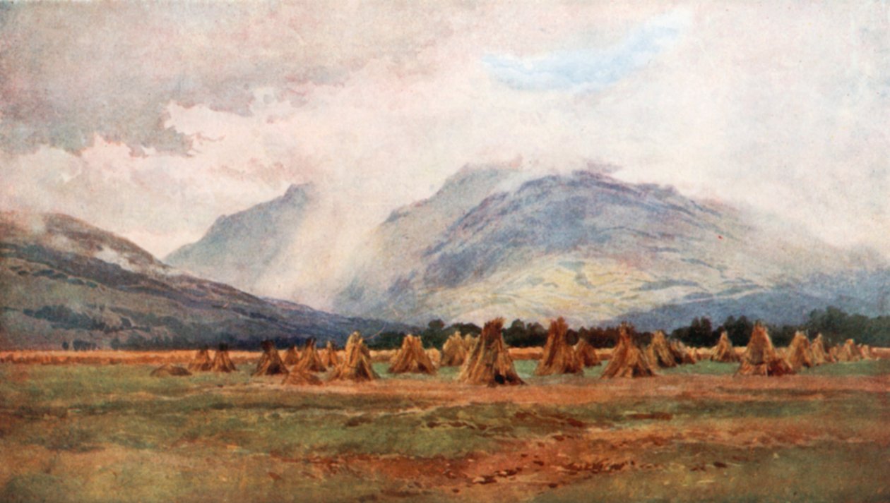 Märkä sadonkorjuuaika lähellä Dalmallya, Argyllshire (värilitra) tekijältä Henry Sutton Palmer