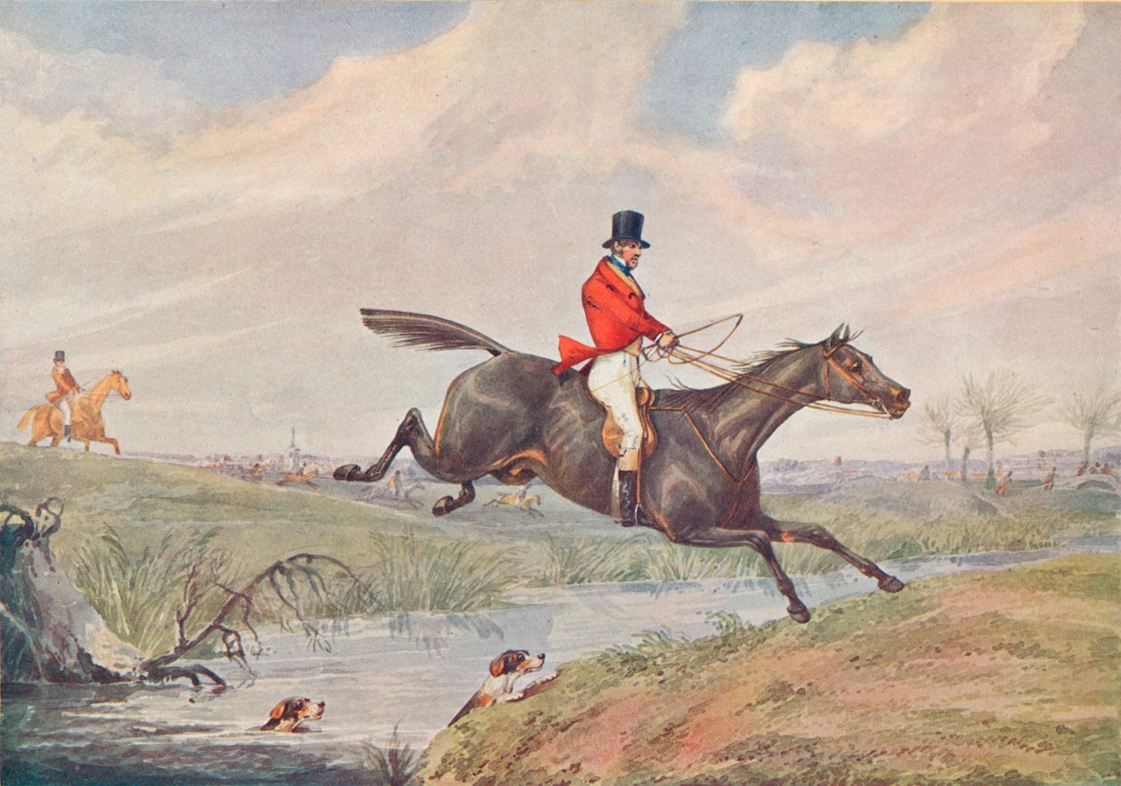 Fox Hunting: Leaping the Brook, 1906 tekijältä Henry Thomas Alken