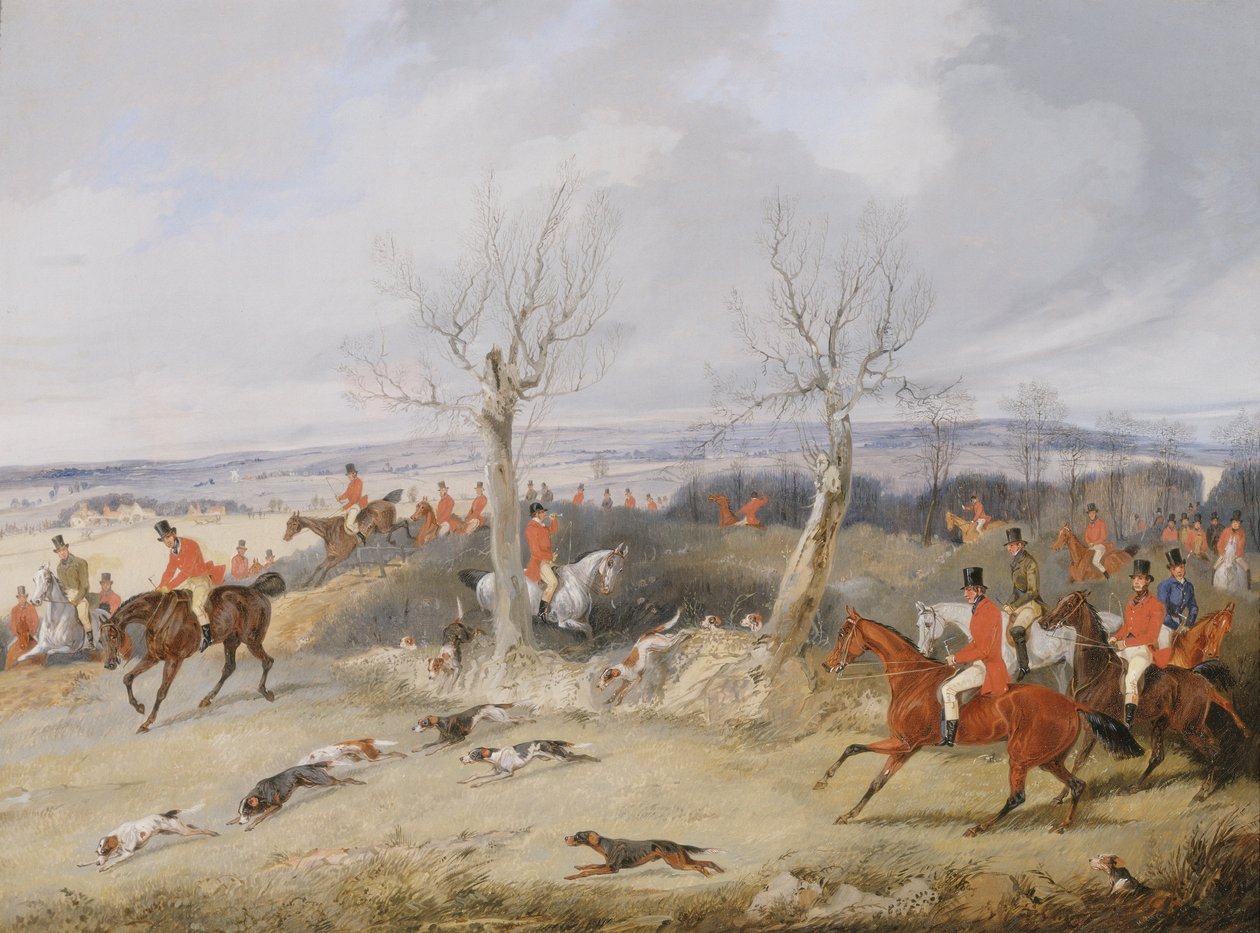 Metsästyskohtaus, täydessä itkussa tekijältä Henry Thomas Alken