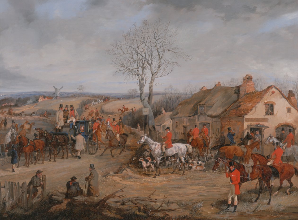 Metsästyskohtaus: Tapaaminen, n. 1840. tekijältä Henry Thomas Alken