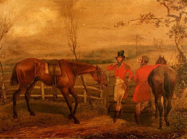 Huntsmen tupakoivat aidalla (pari 63919) tekijältä Henry Thomas Alken