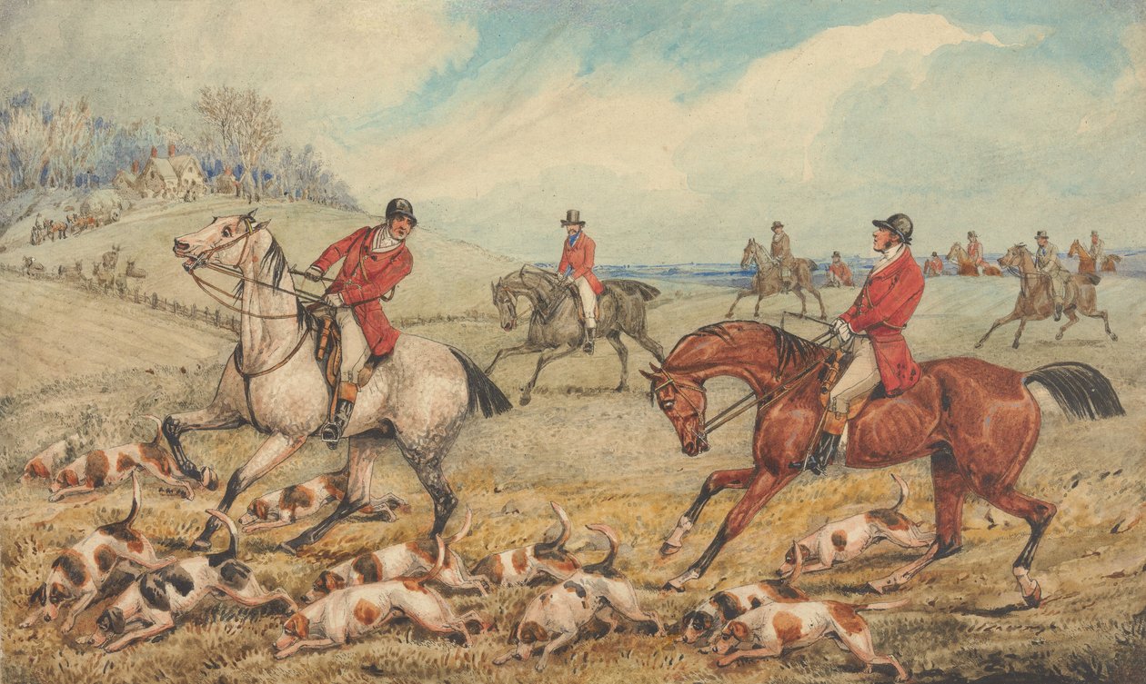 Kuvitus R.S. Surteesin teokseen ”The Analysis of the Hunting Field”: Tarkastus: ”Mitä helvettiä sinä täällä teet…” tekijältä Henry Thomas Alken