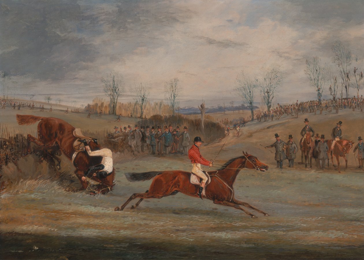 Kohtauksia estejuoksusta: Lähellä maalia, n. 1845. tekijältä Henry Thomas Alken