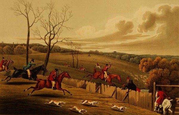 Stag Hunting, aquatinted bt I. Clark, pub. Kirjailija: Thomas McLean tekijältä Henry Thomas Alken