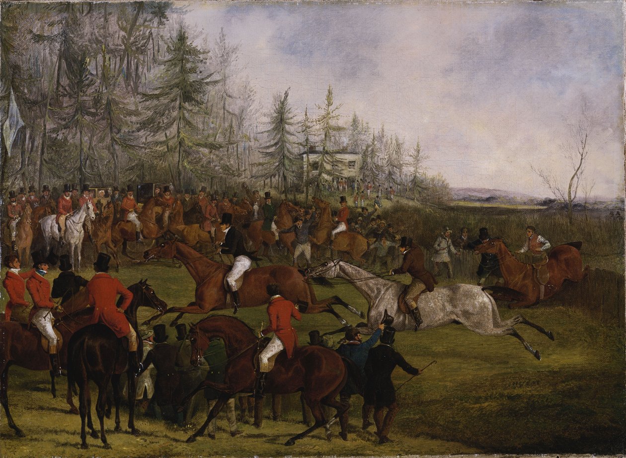Grand Leicestershire Steeplechase, 12. maaliskuuta 1829: The Winning Post ja Billesdon Coplow tekijältä Henry Thomas Alken