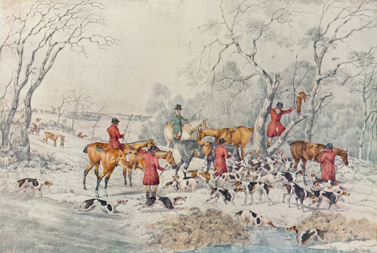 Treeing The Fox, c1800, 1922 tekijältä Henry Thomas Alken