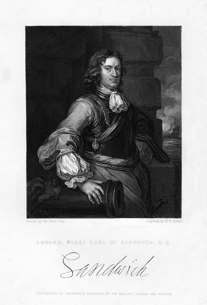 Edward Montagu, 1. Earl of Sandwich, englantilainen laivaston upseeri, 1800-luku tekijältä Henry Thomas Ryall