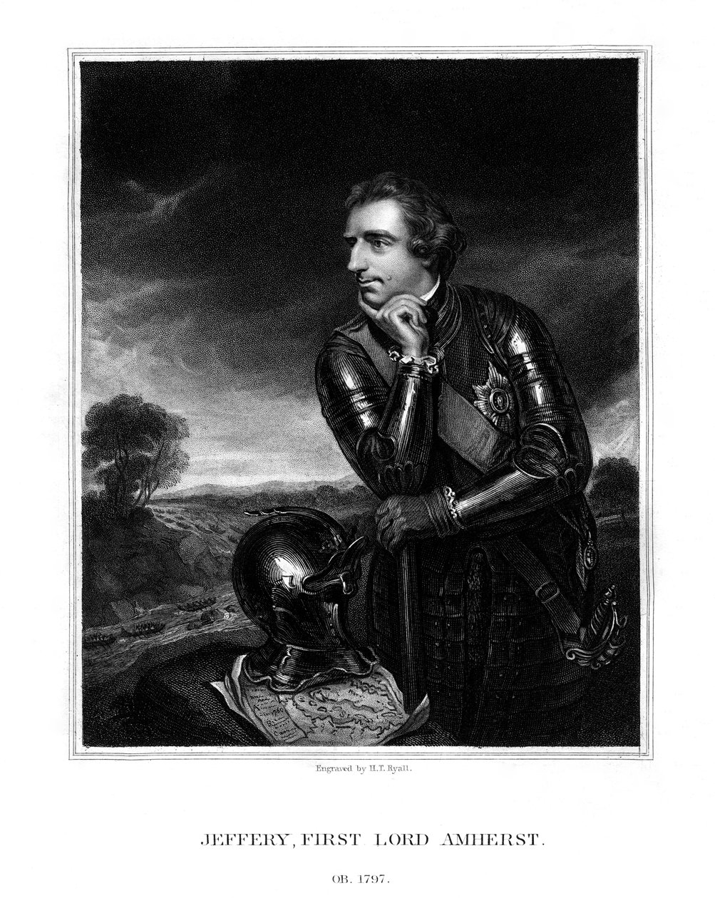 Jeffery Amherst, ensimmäinen paroni Amherst, Britannian armeijan komentaja, 1832. tekijältä Henry Thomas Ryall