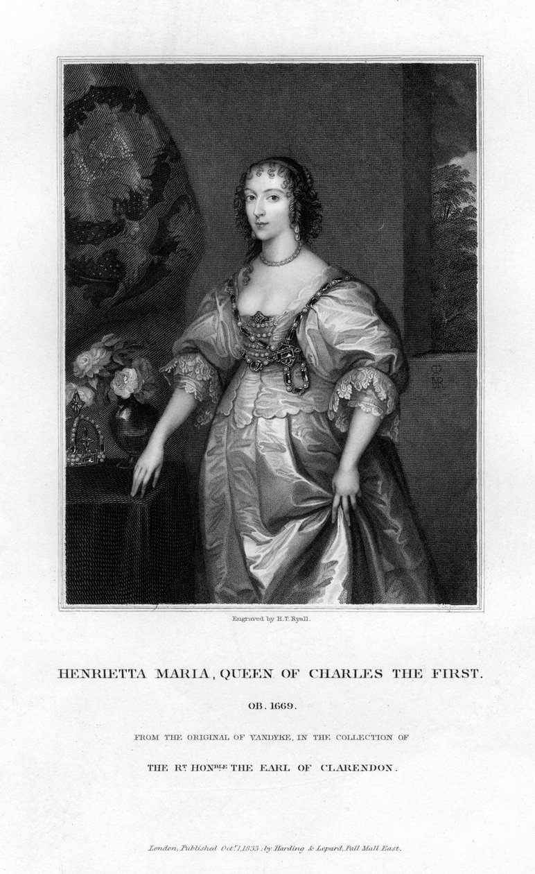 Kuningatar Henrietta Maria, Kaarle I:n kuningatar puoliso, 1833 tekijältä Henry Thomas Ryall