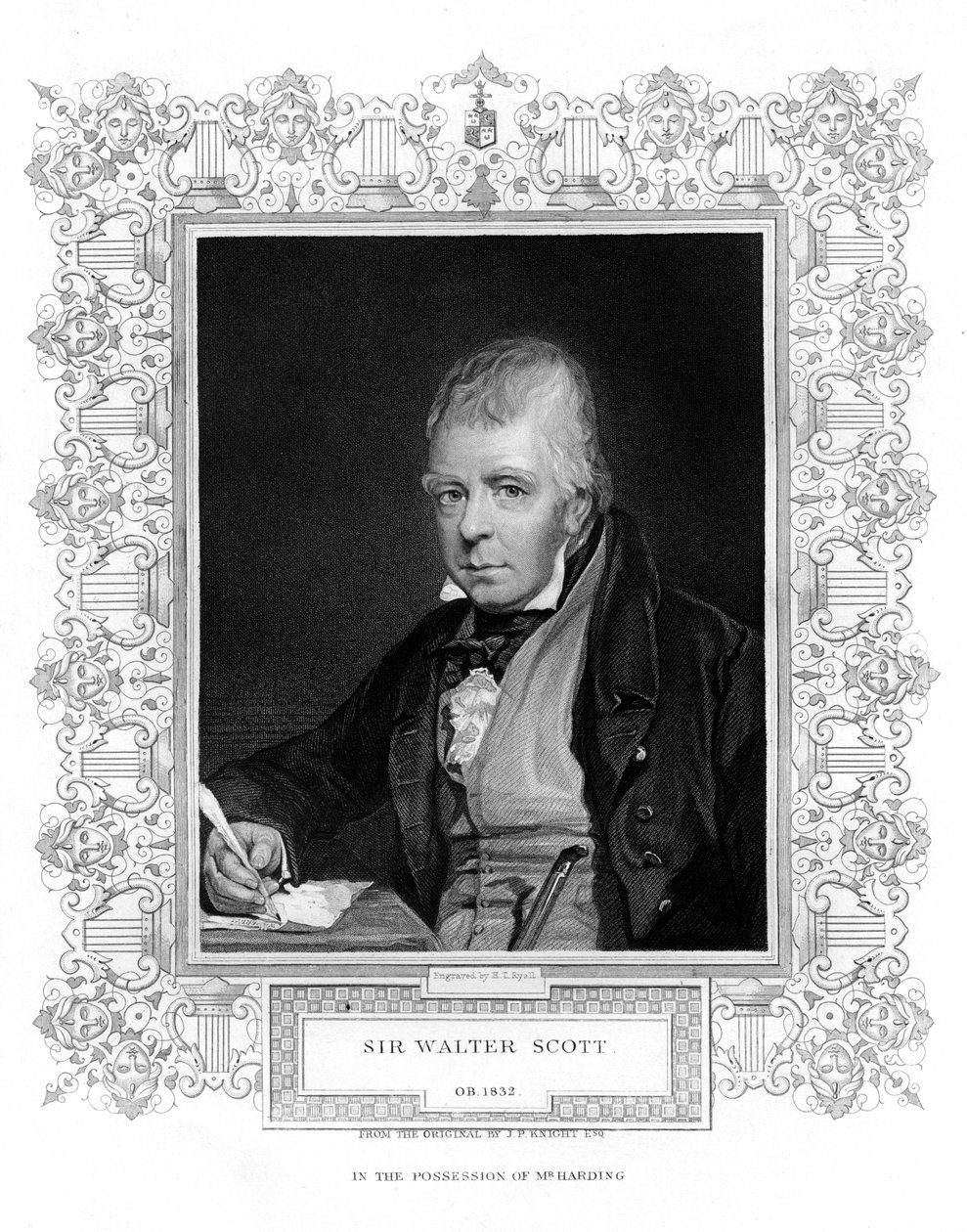 Sir Walter Scott, 1. Baronet, tuottelias skotlantilainen historiallinen kirjailija ja runoilija, 1800-luku tekijältä Henry Thomas Ryall