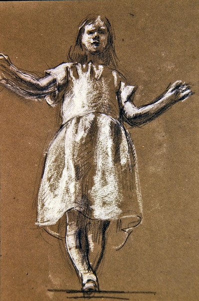 Tutkimus Rosamund-hahmolle, n. 1900 (liitu paperille) (recto of 367145) tekijältä Henry Tonks