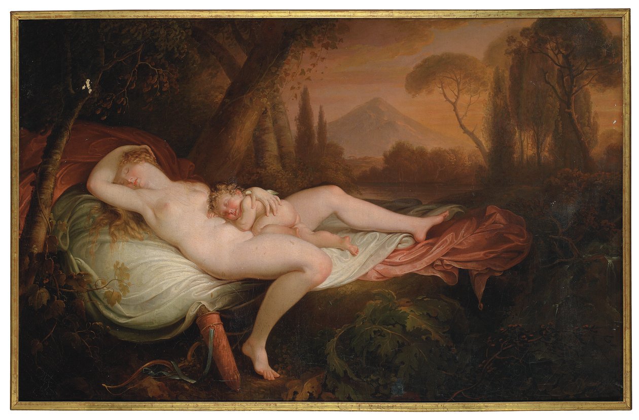 Venus ja Cupid metsäisessä maisemassa tekijältä Henry Tresham