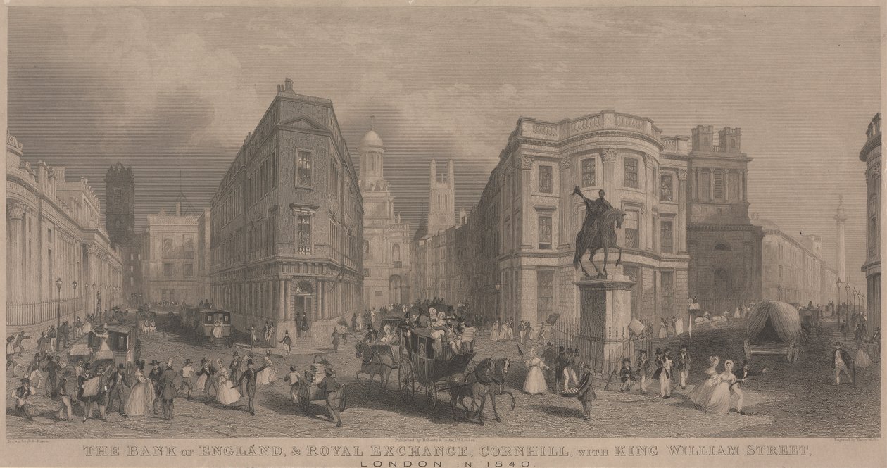 Englannin keskuspankki ja Royal Exchange, Cornhill tekijältä Henry Wallis