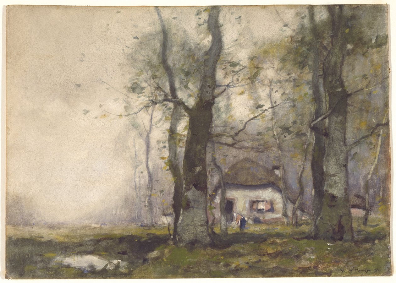Lodge in the Woods, 1891 (wc paperilla) tekijältä Henry Ward Ranger