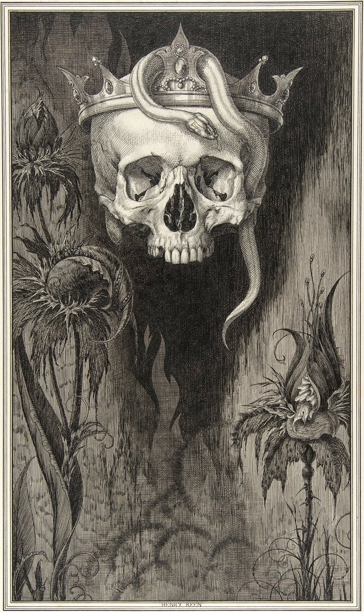 Kuvitus Malfin herttuatar ja Valkoinen paholainen, John Websterin (1580 - 1634) kaksi näytelmää, pub.1930 tekijältä Henry Weston Keen