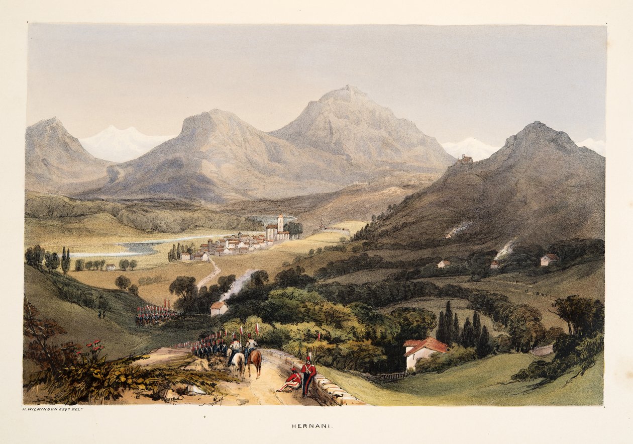 Hernani, Sketches of maisemat Espanjan Baskimaan maakunnissa, valikoima kansallista musiikkia…, pubi. 1838 (käsinvärinen kaiverrus) tekijältä Henry Wilkinson