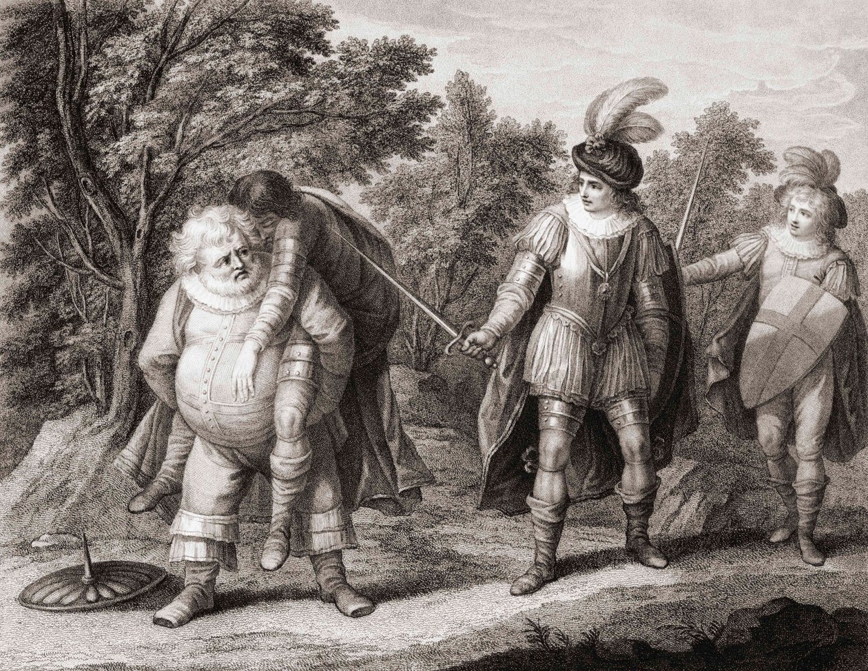 Falstaff Hotspurin ruumis selässään. (Tulosta) tekijältä Henry William (after) Bunbury