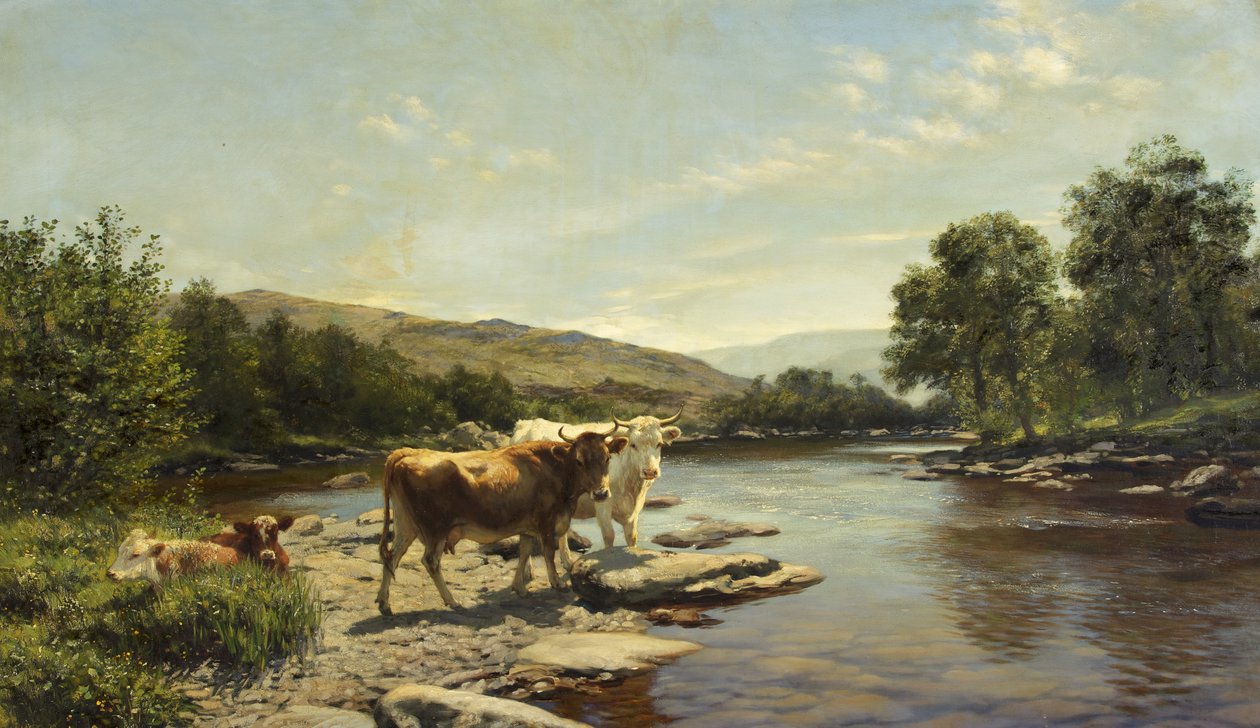 Rauhallinen aamu Wye (öljy kankaalle) tekijältä Henry William Banks Davis