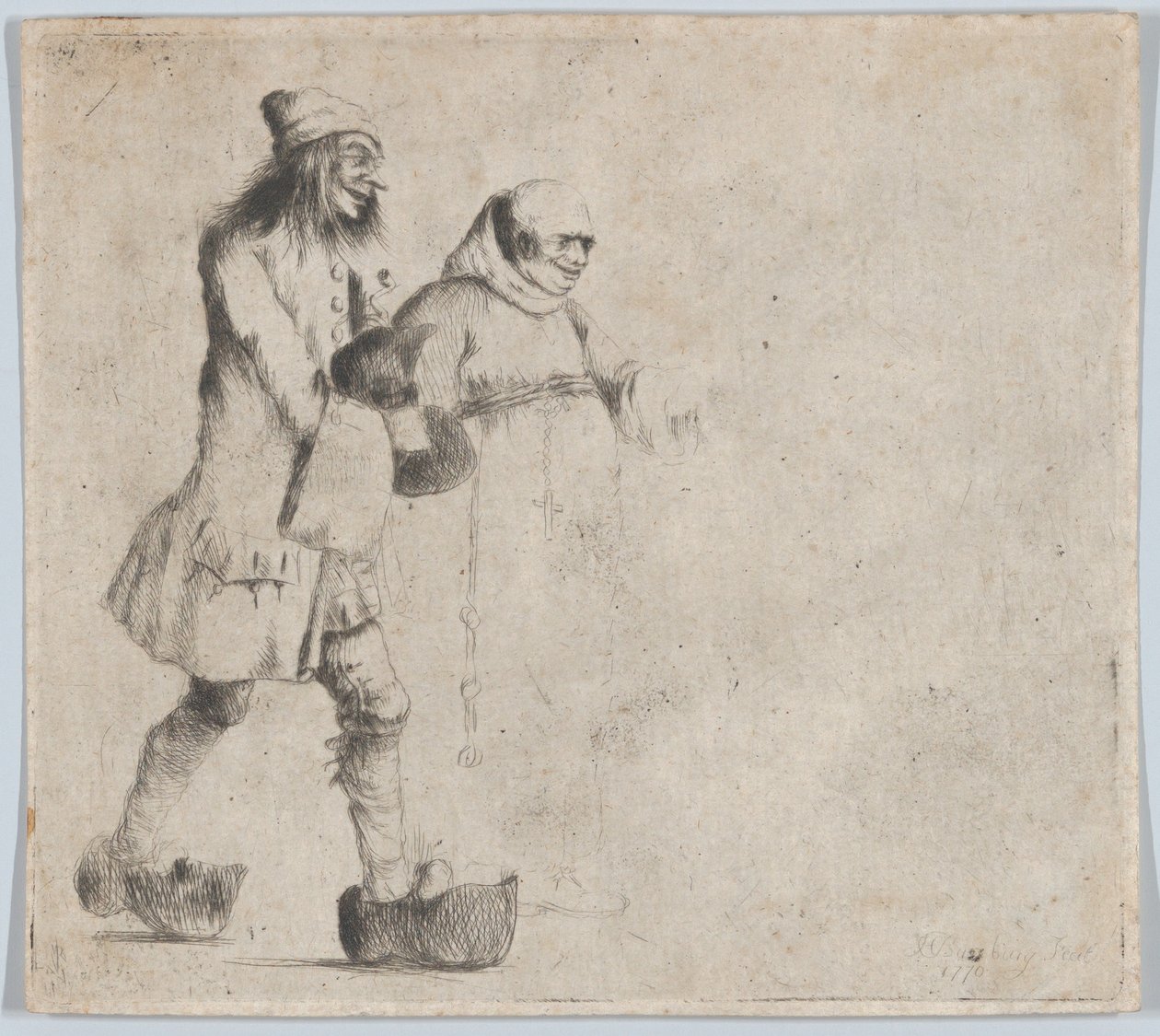 Onnellinen talonpoika ja munkki, 1770. tekijältä Henry William Bunbury