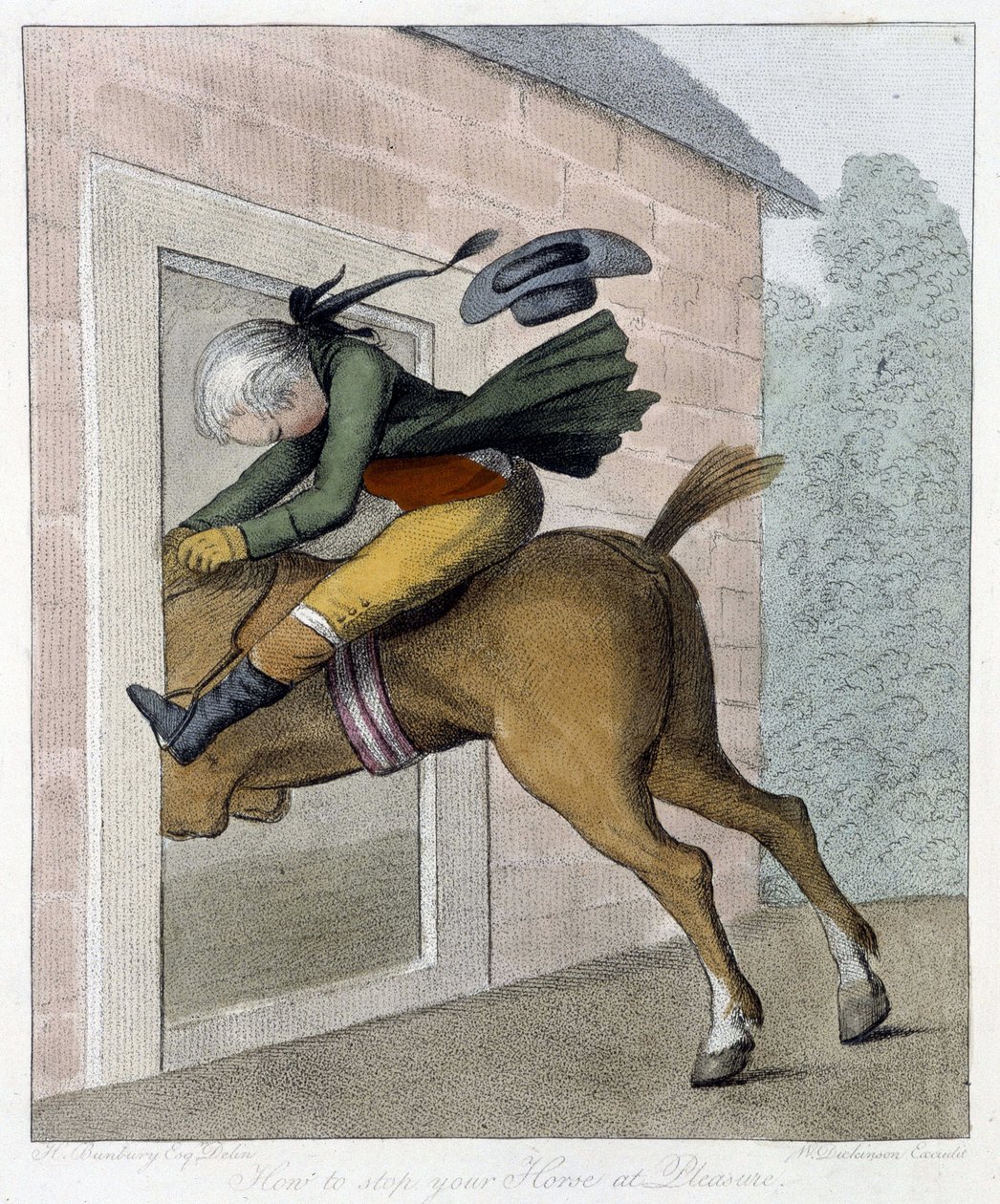 Meway pysäyttämään hevosesi - "" Englanninkielisissä sarjakuvissa ratsastustavoista", ill. kirjoittanut H.W. Bunbury, toim. John Stockdale tekijältä Henry William Bunbury