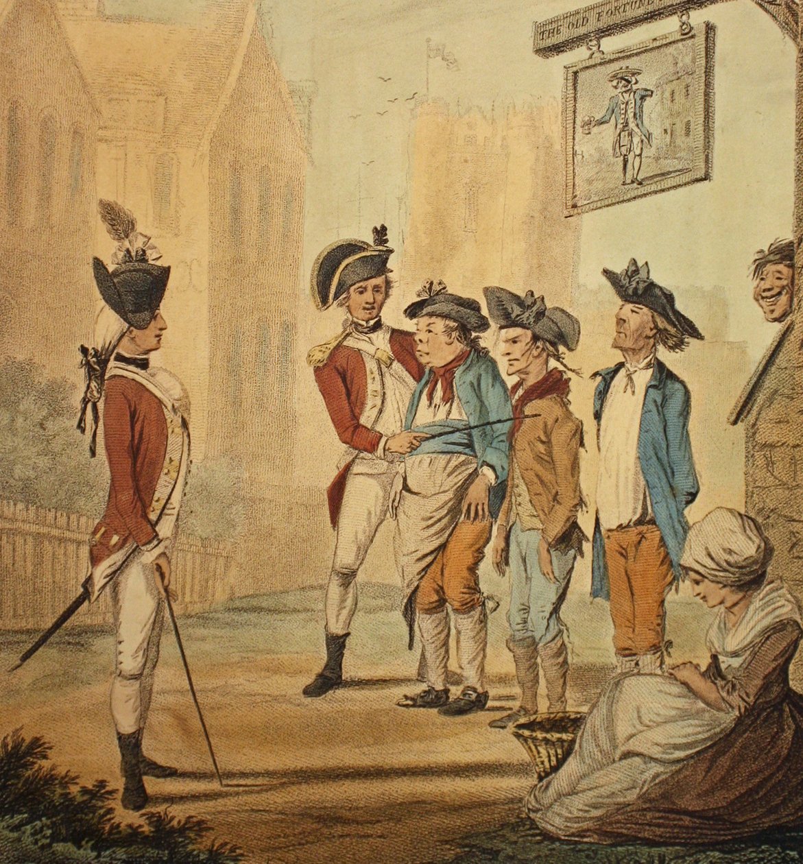 "Recruits", julkaistu 1780 tekijältä Henry William Bunbury
