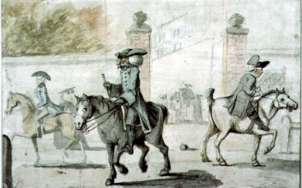 Kohtaus Oxford Collegen sisäänkäyntiportilla (tulostus) tekijältä Henry William Bunbury