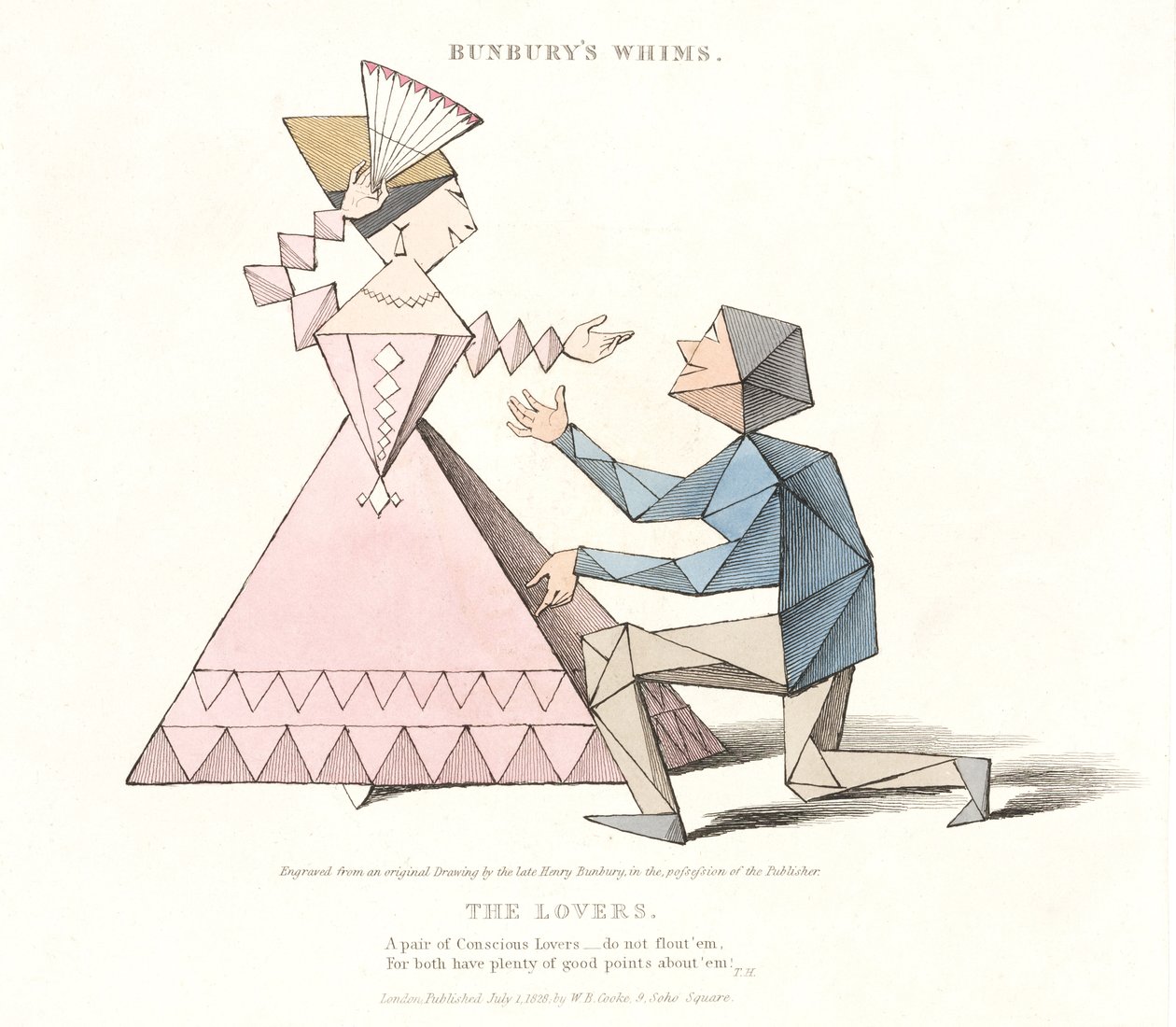 The Lovers, Bunburys Whims, 1828 tekijältä Henry William after Bunbury