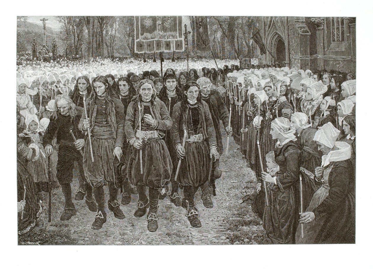 Uskonnollinen kulkue Bretagnessa tekijältä Henry Wolf