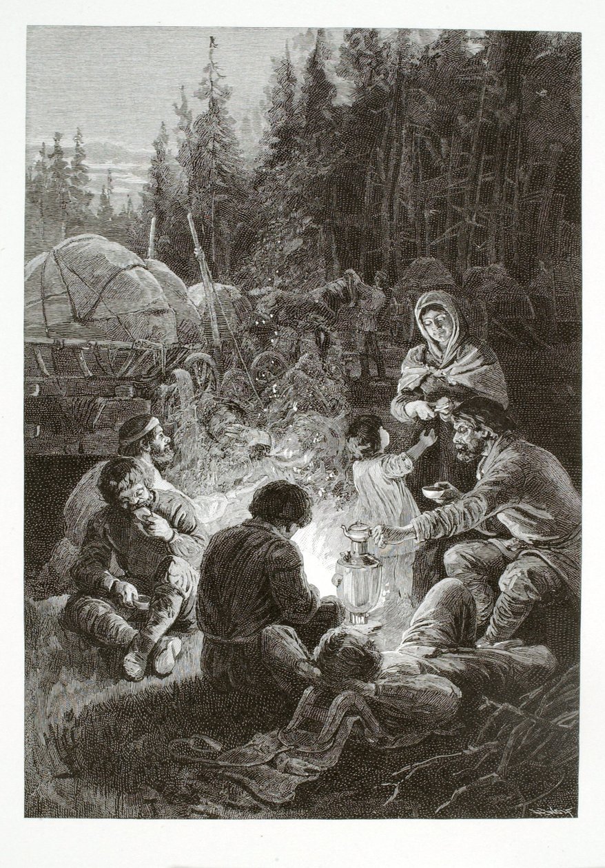 Ryhmäkuljettajien (Oboz-kuljettajien) bivouac (leiriytyminen) tekijältä Henry Wolf
