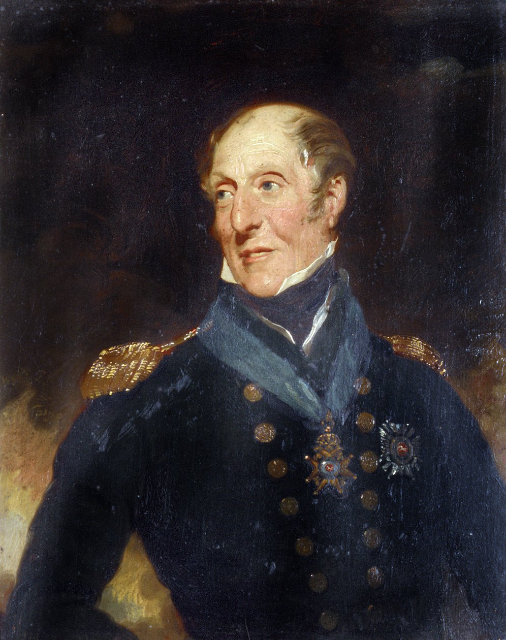 Kontra-amiraali Sir Charles Cunninghamin (1755-1834) muotokuva. Öljy puulle tekijältä Henry Wyatt