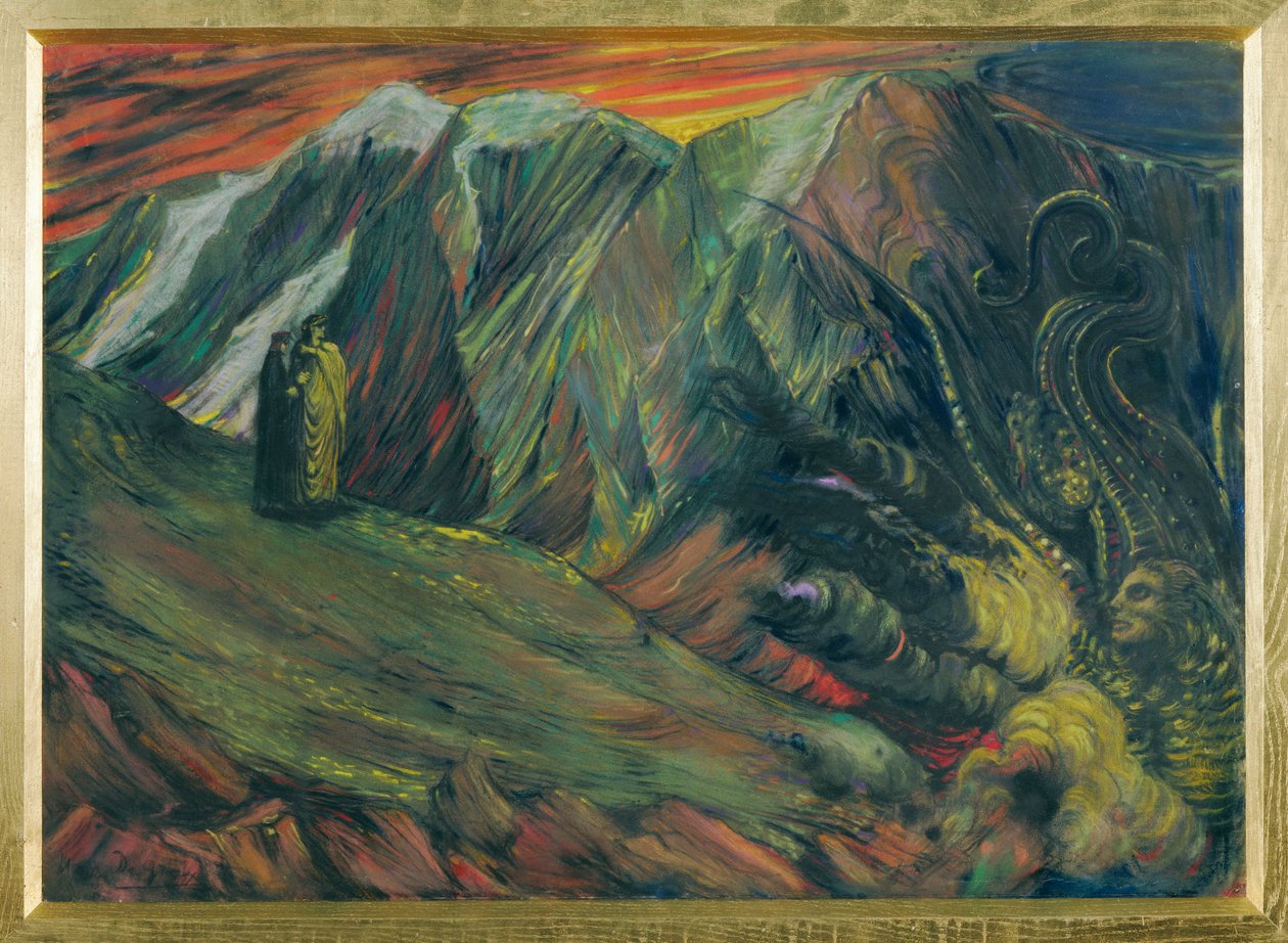 Dante ja Vergilius Infernossa: Lucifer 1895 tekijältä Henry de Groux