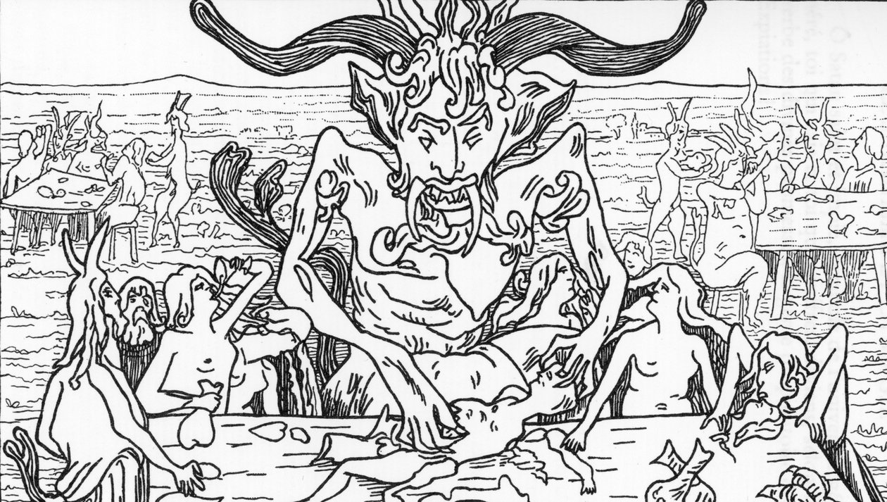 Saatanan juhlat Henry de Malvostin piirustus Jules Boisin "Satanismista ja taikuudesta" 1895 Yksityinen kokoelma tekijältä Henry de Malvost
