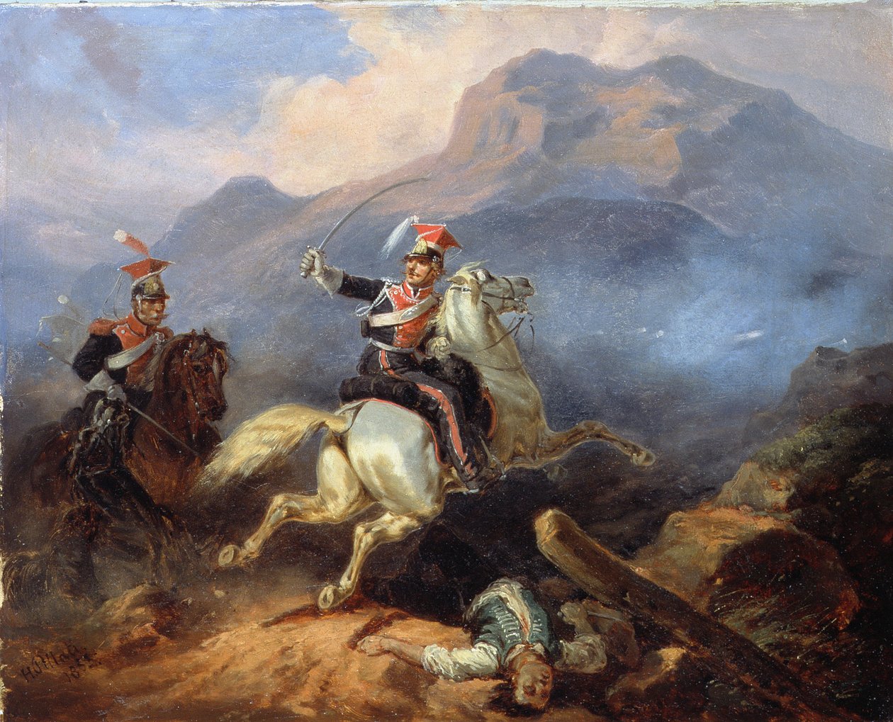 Kozietulski Somosierran taistelussa 1808, 1855 tekijältä Henryk Pillati