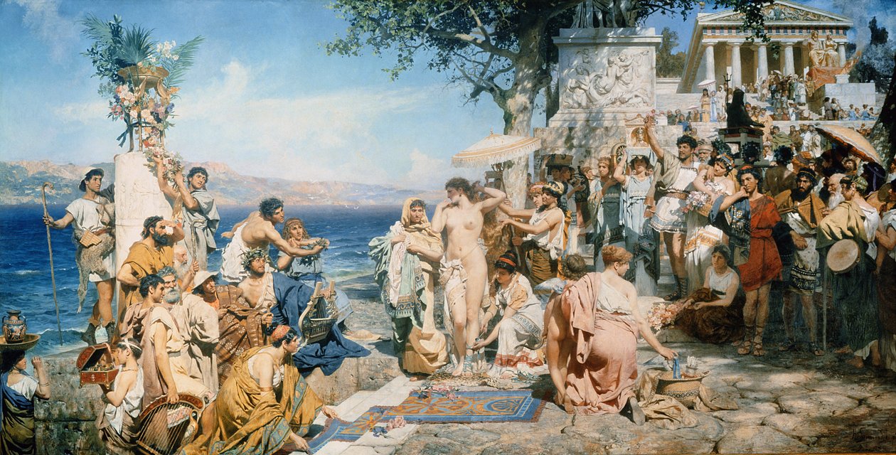 Phryne Poseidonin festivaaleilla Eleusinissa tekijältä Henryk Siemieradzki