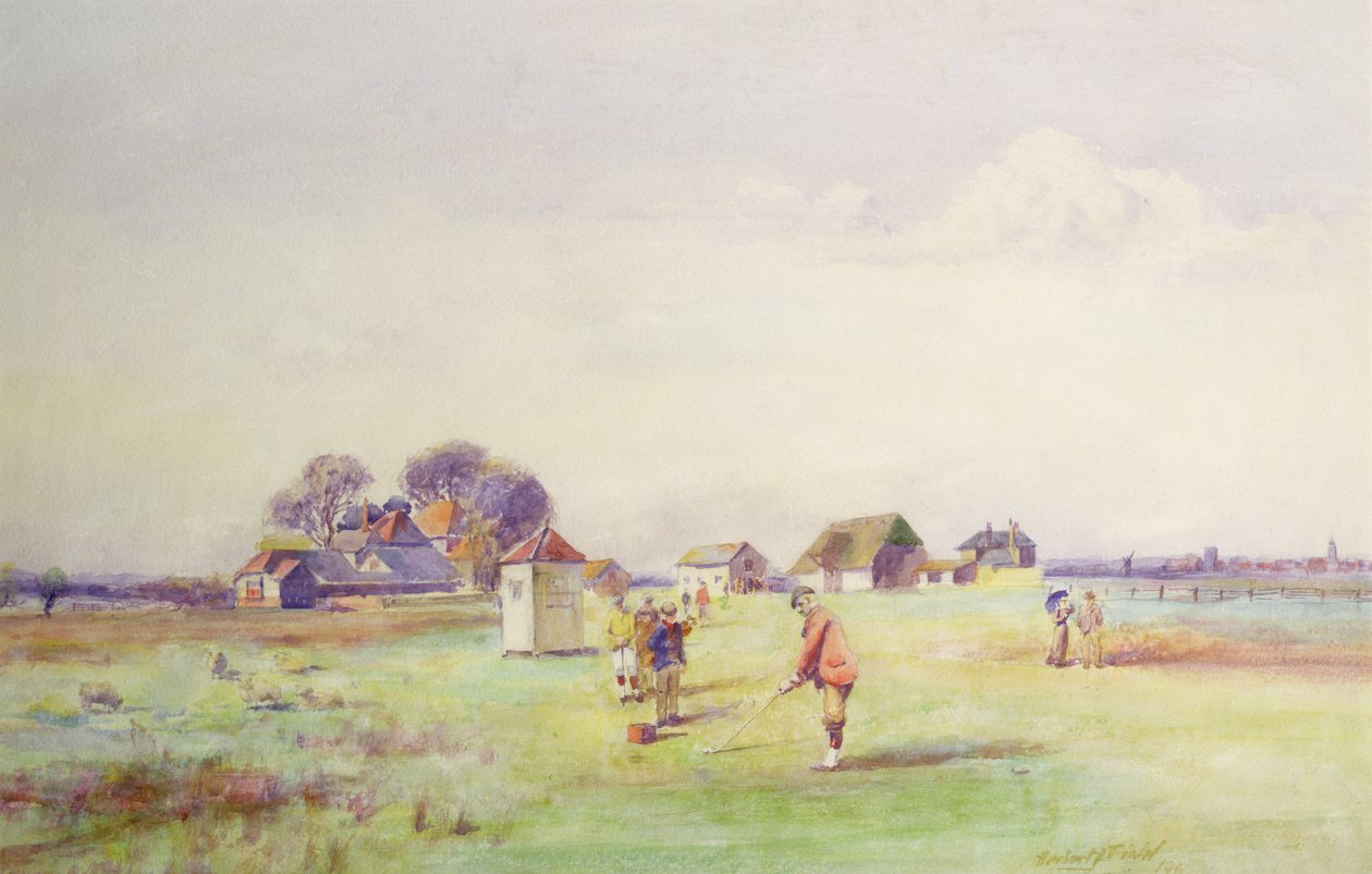 Ensimmäinen tee Royal St. Georgesissa, Sandwich, 1910 (wc) tekijältä Herbert John Finn