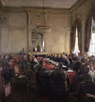 Interallied-ylemmän neuvoston kokous Trianonin palatsissa, Versailles heinäkuussa 1918 tekijältä Herbert Arnould Olivier