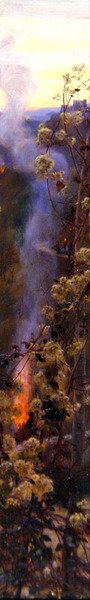 Befano Fuoci, n. 1900 (öljy paneelissa) tekijältä Herbert Arnould Olivier