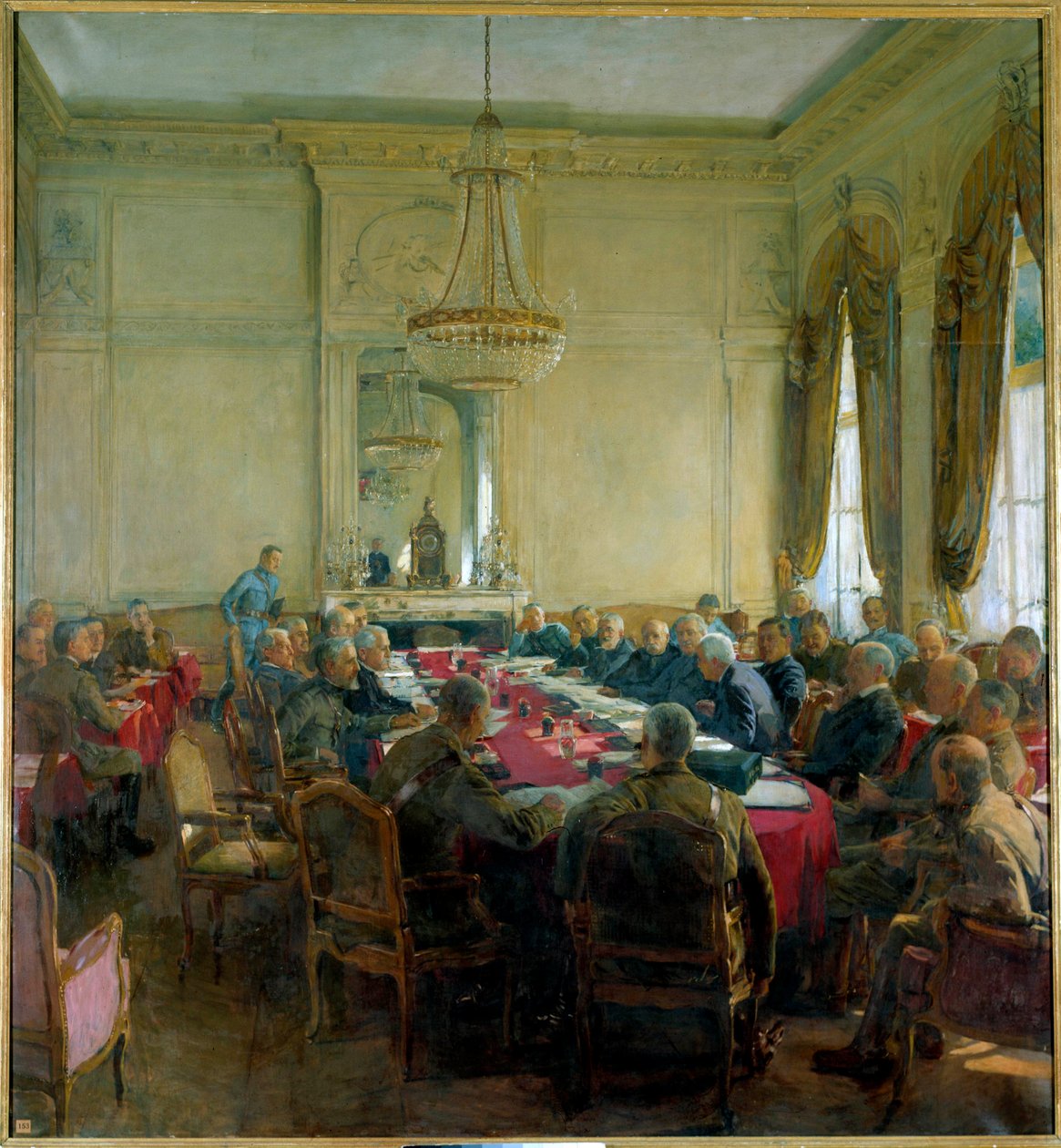 Ensimmäinen maailmansota (1914-1918): "Ylemmän neuvoston kokous Trianonin palatsissa Versaillesissa heinäkuussa 1918" tekijältä Herbert Arnould Olivier