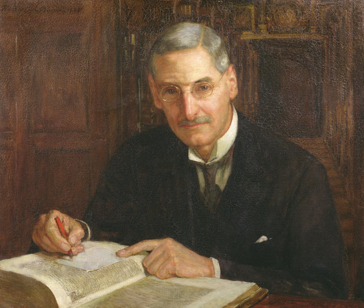 Percy Stafford Allenin (1869-1933) muotokuva Oxfordin Corpus Christi Collegen presidentistä ja Erasmian-tutkijasta tekijältä Herbert Arnould Olivier