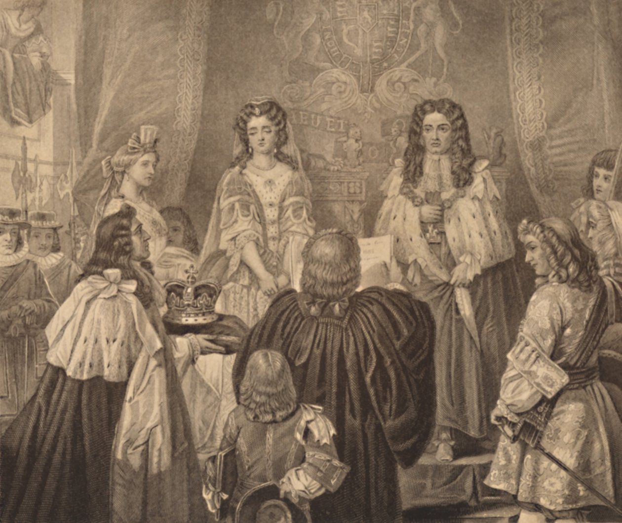Kruunu tarjottiin Williamille ja Marylle, 1689, 1886 tekijältä Herbert Bourne