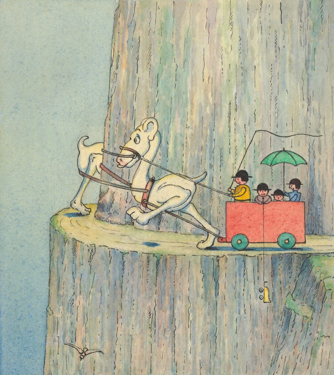 Figuurit nousemassa kalliotielle, n. 1910 tekijältä Herbert E. Crowley