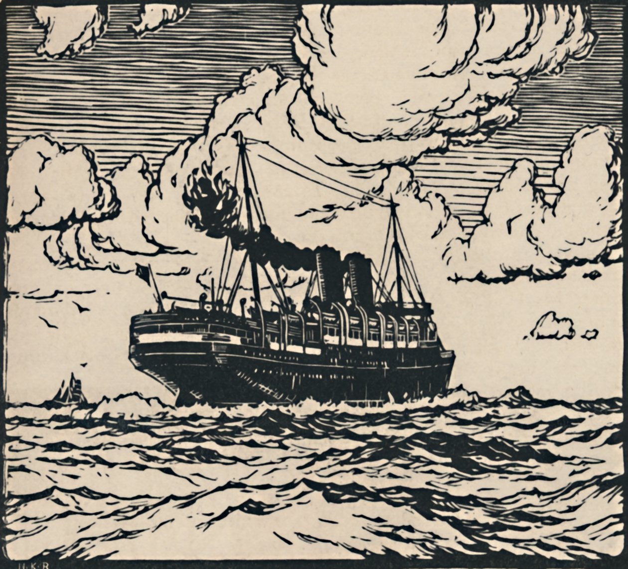 Höyrylaiva merellä, 1919 tekijältä Herbert Kerr Rooke