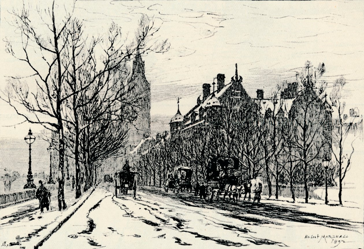 The Embankment, Westminster, c1892, 1894 tekijältä Herbert Menzies Marshall