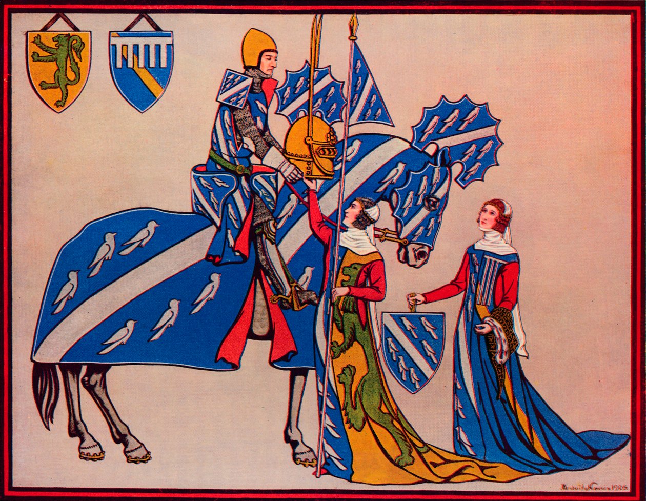 Sir Geoffrey Luttrell, Hänen vaimonsa ja miniänsä, c1340, 1926 tekijältä Herbert Norris