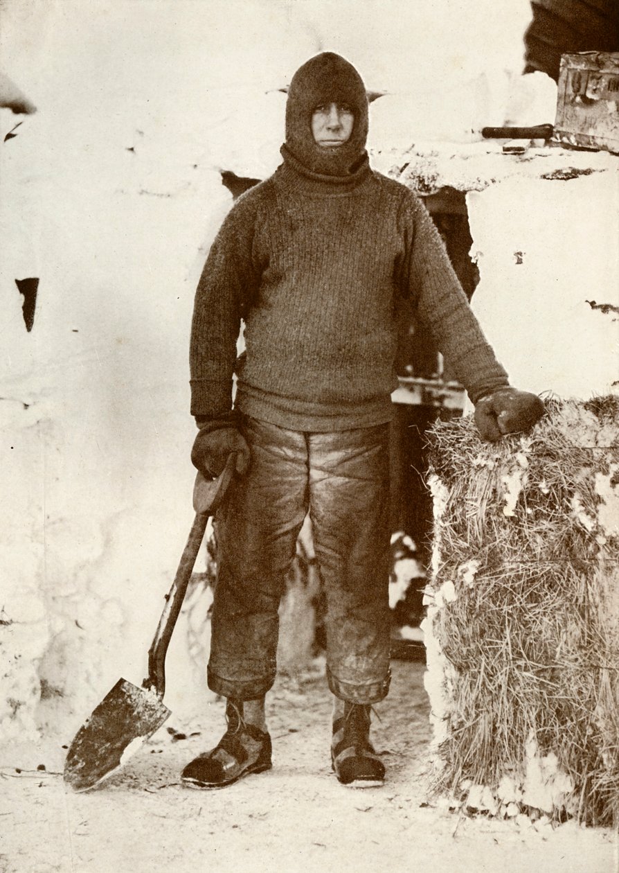 Kapteeni L. E. G. Oates tallin oven luona, 30. elokuuta 1911, 1913 tekijältä Herbert Ponting