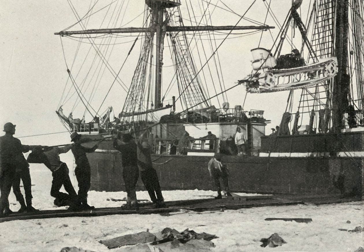 Moottorikelkan laskeutuminen, c19101913, 1913 tekijältä Herbert Ponting